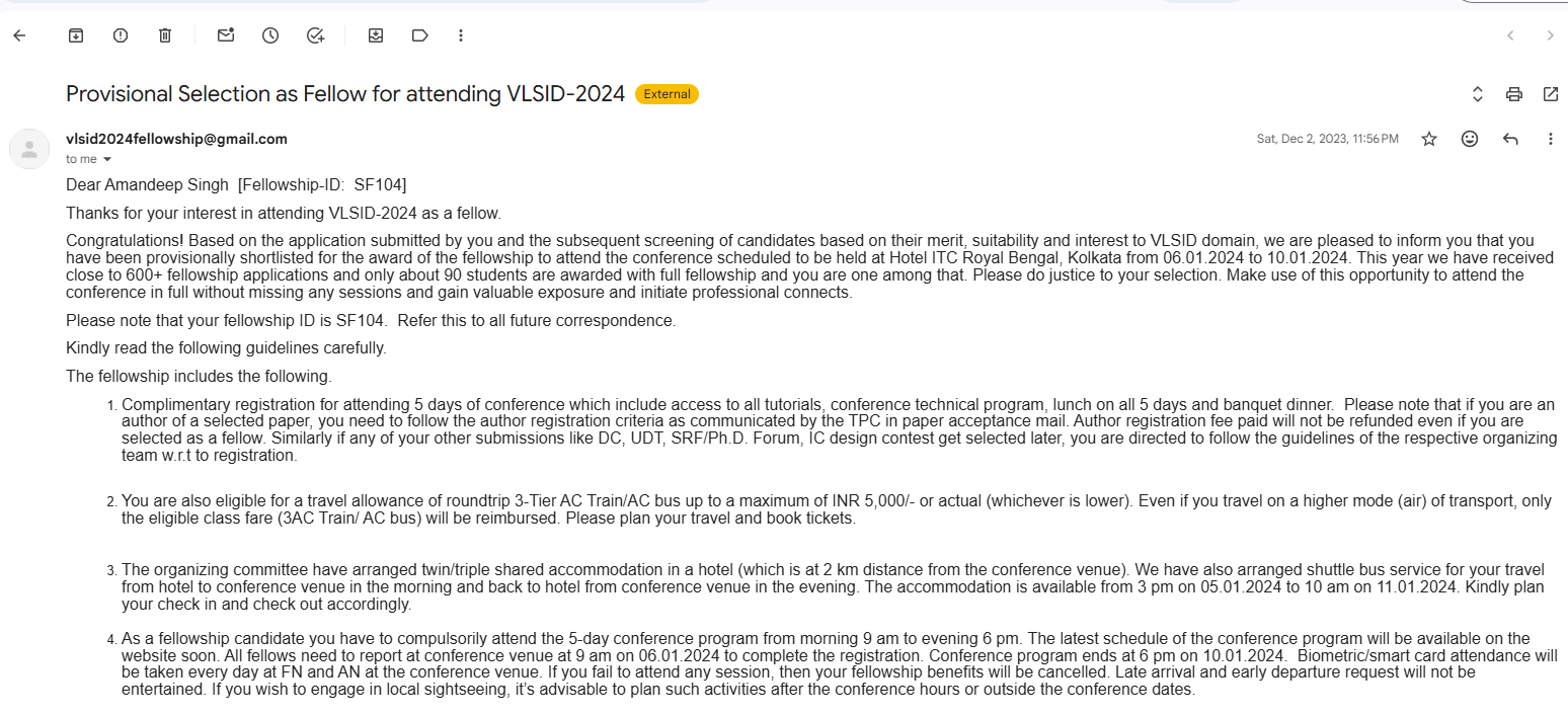 VLSID 2024 Fellowship