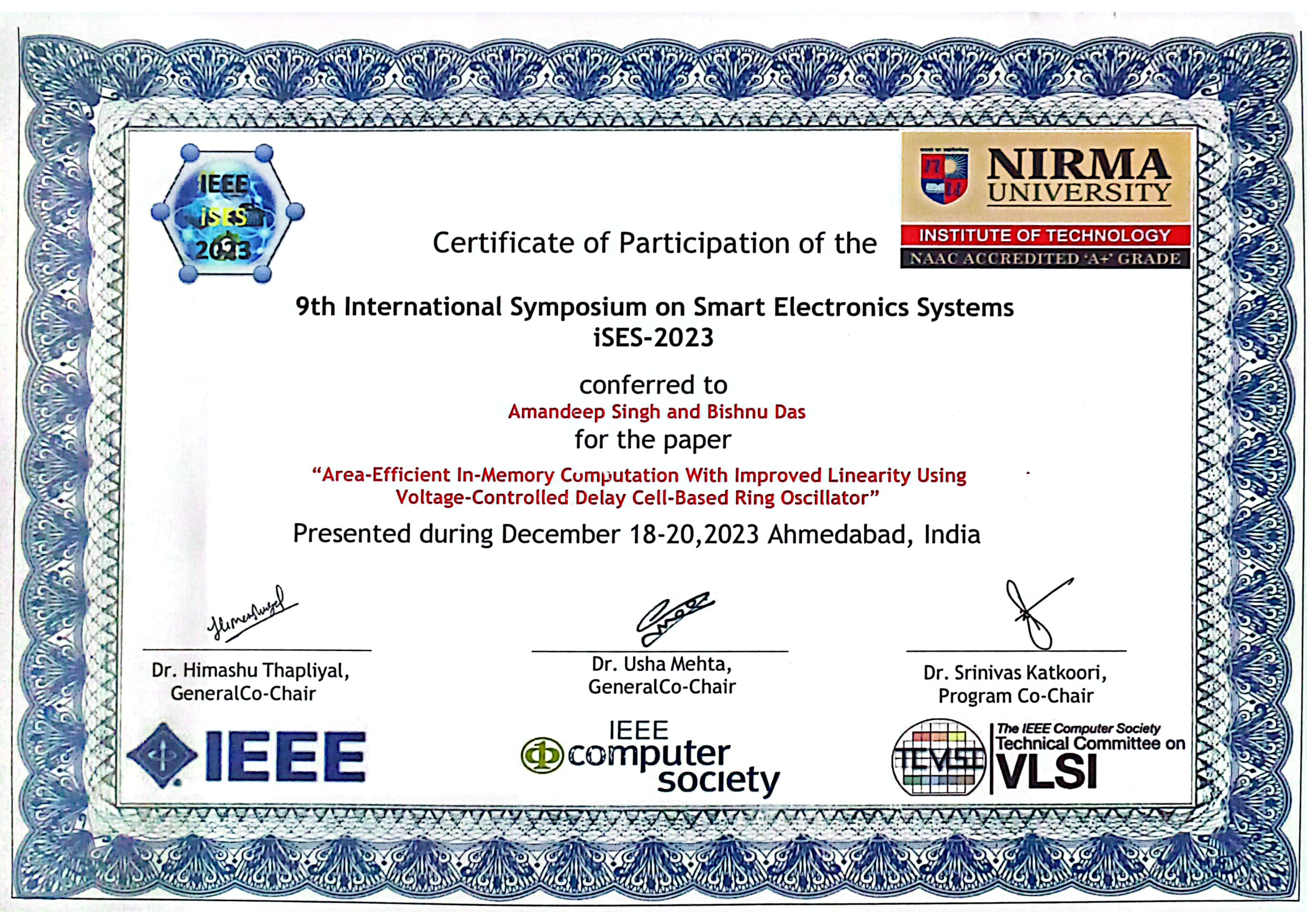 iSES 2023 Certificate