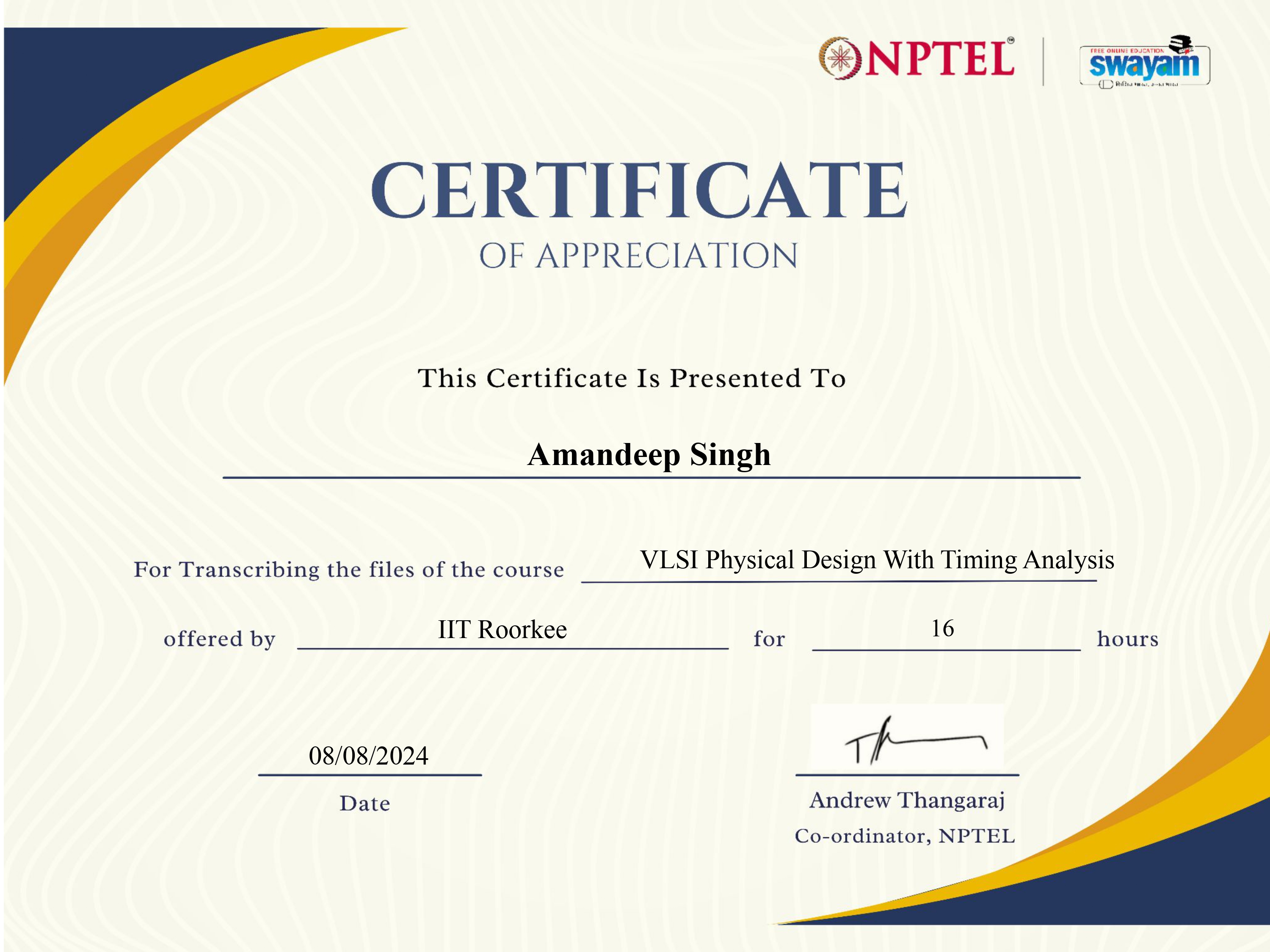 NPTEL Appreciation